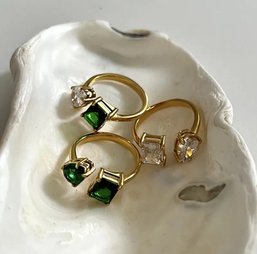 Sucré Carré Acier Au Titane Placage Incruster Zircon
Anneau Ouvert