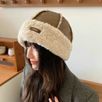 Chapeau De Style Coréen D'hiver Avec Peau De Cerf En Tissu Doublé De Fourrure Synthétique Capuche
Pour Protection Des Oreilles Chaud Et Isolant