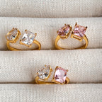 Sucré Carré Acier Au Titane Placage Incruster Zircon
Anneau Ouvert