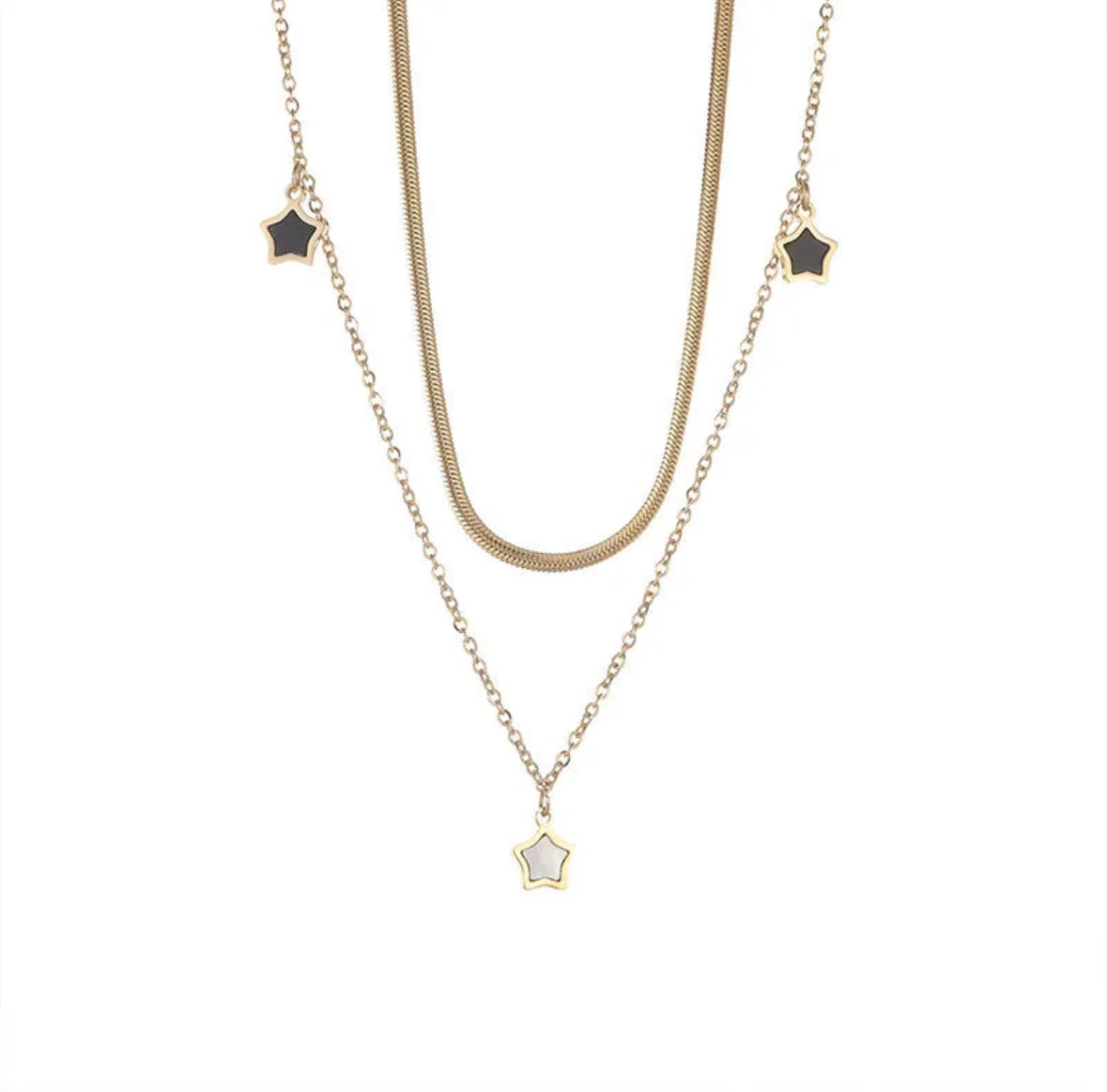 Revêtement Pvd Plaqué Or Véritable Star Acier Au
Titane Mode Résistant À L'eau Et Ne Ternit Pas
Bracelets Collier